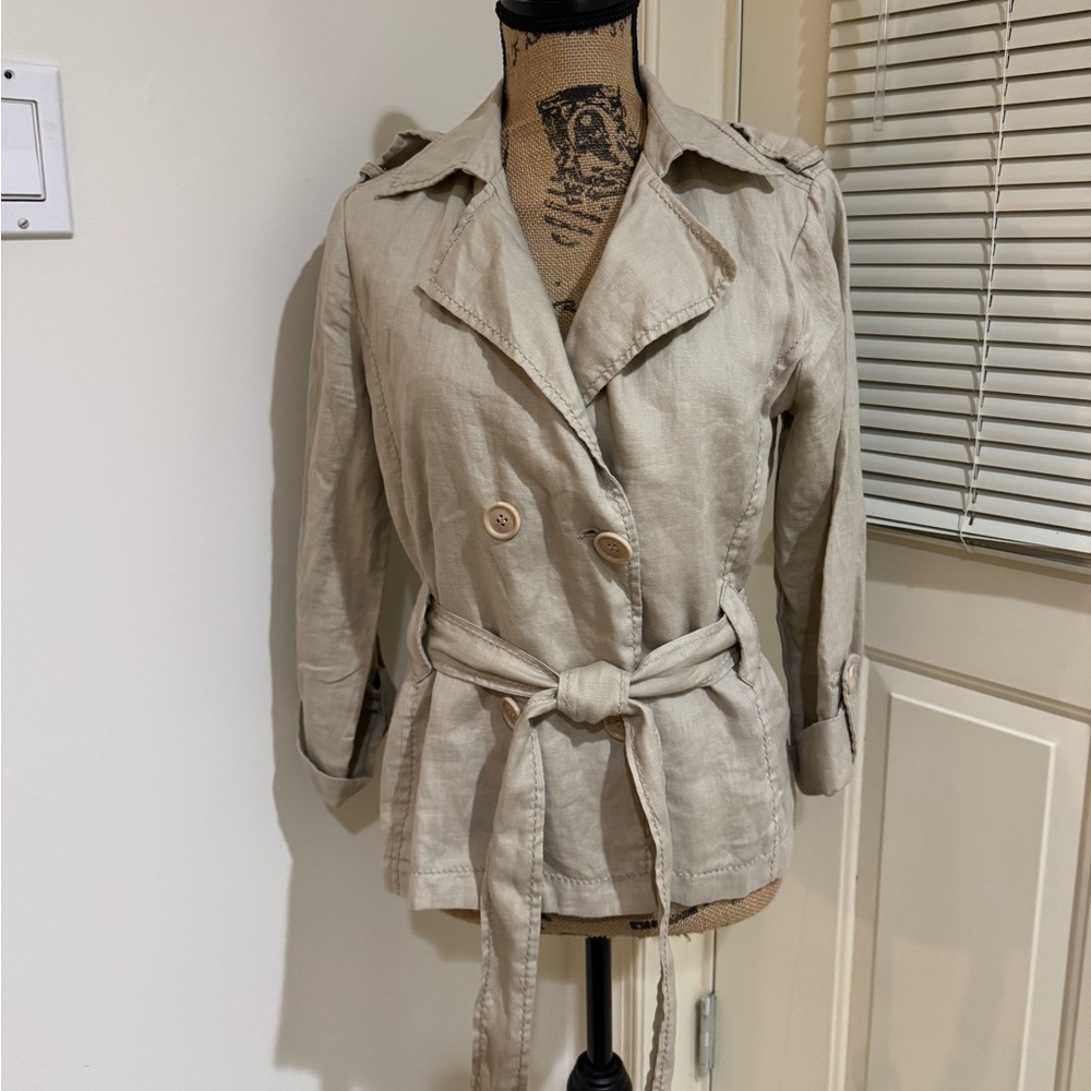 NWT Max Studio Linen Khaki belted jacket size Medium